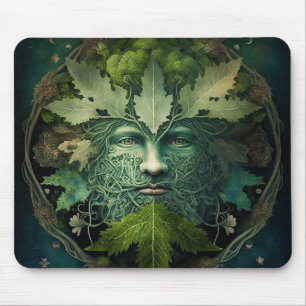 Green Man Mandala Fantasy Art Mouse Mat