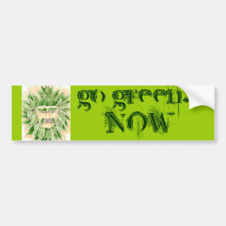 Green Man says Go Green NOW - Customised Bumper Sticker