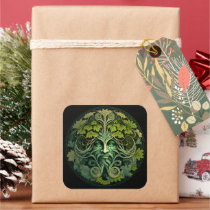 Green Man Square Stickers