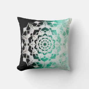 Green Mandala Abstract Throw Cushion