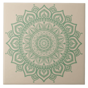 Green Mandala Ceramic Tile