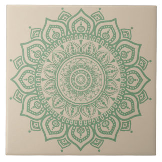 Green Mandala Ceramic Tile