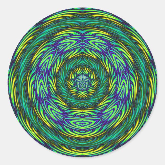 Green Mandala Classic Round Sticker (Front)