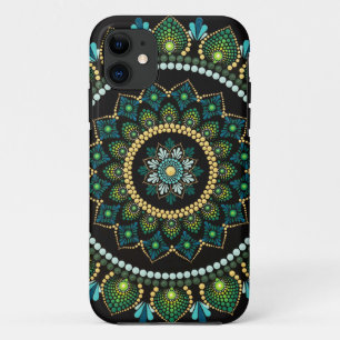 Green Mandala Handpainted Sacred Geometry iPhone 11 Case