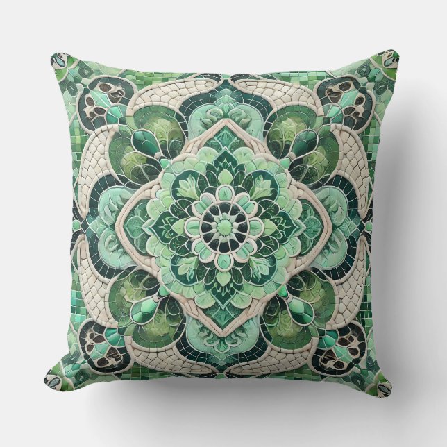 Green Mandala: Harmony of Nature Cushion (Front)