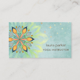 Green Mandala Holistic Lotus Floral Zen Yoga   Business Card