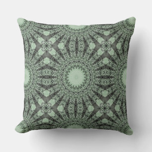 Green Mandala Kaleidoscope Medallion Flower Cushion