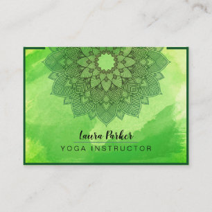 Green Mandala Lotus Meditation Holistic Yoga Business Card