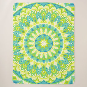 Green Mandala Nature Inspired Boho Cosy Decor Sherpa Blanket