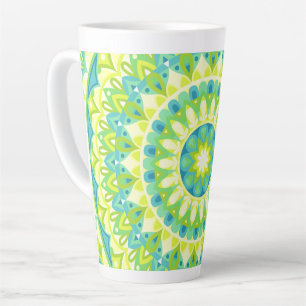 Green Mandala Nature Inspired Boho Hygge Pattern Latte Mug
