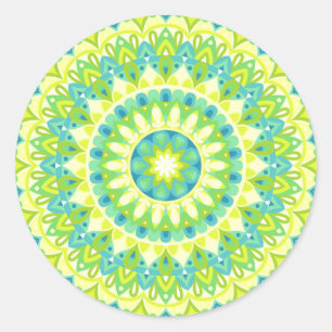 Green Mandala Nature Inspired Boho Vibrant Decal Classic Round Sticker