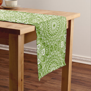 Green Mandala Nature Pattern Medium Table Runner