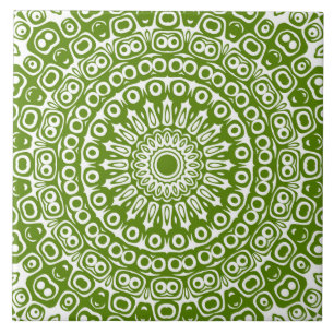 Green Mandala Nature Pattern Tile