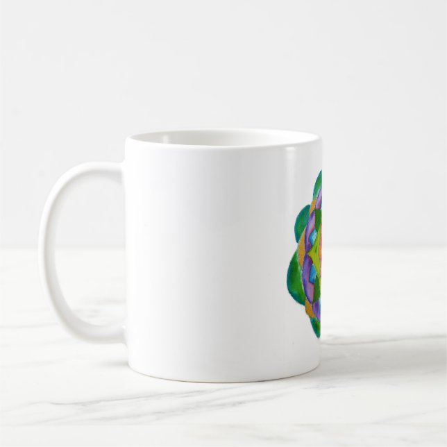 Green Mandala Painting  Classic White Mug (Left)