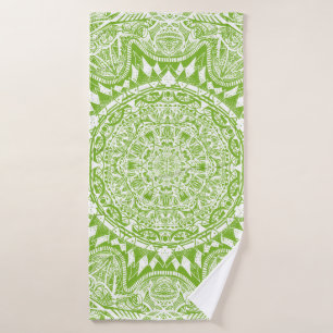 Green Mandala Pattern Bath Towel