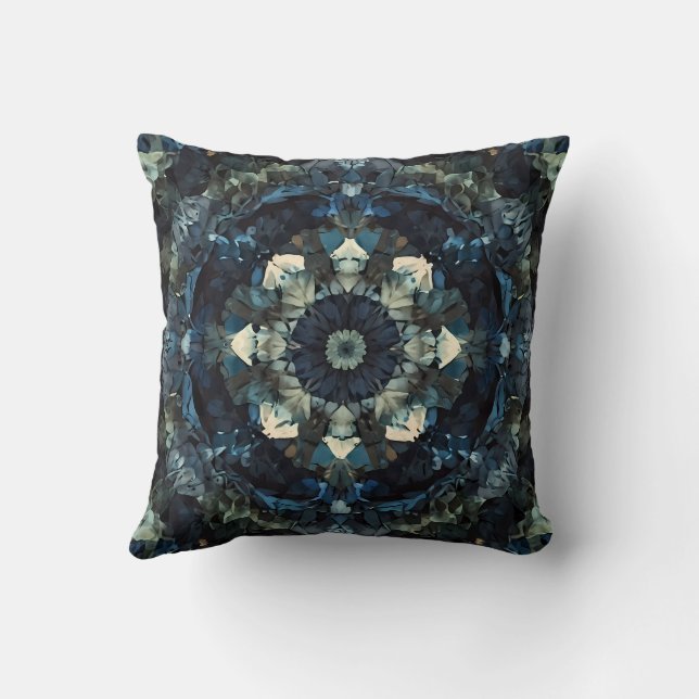 Green Mandala symmetrical kaleidoscopic pattern Cushion (Back)