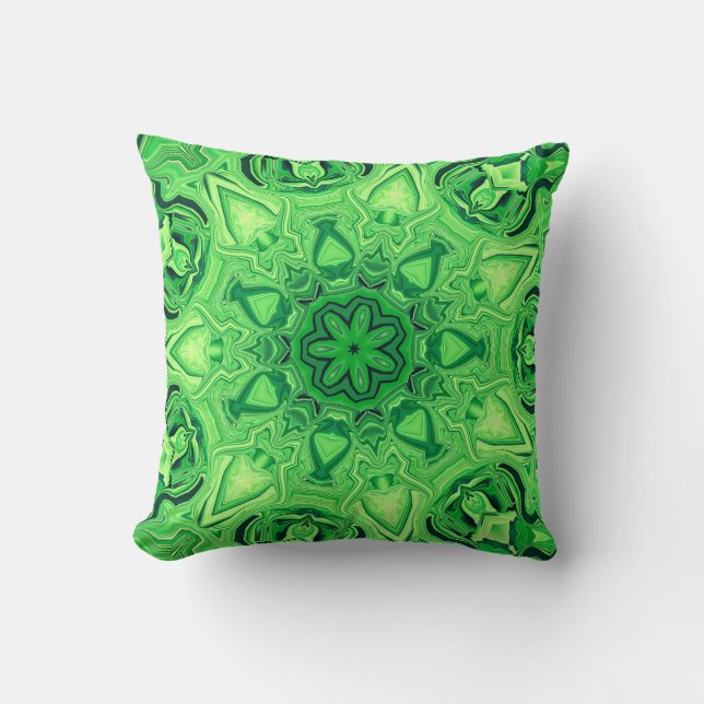 Green Mandala Throw Pillow (Front)