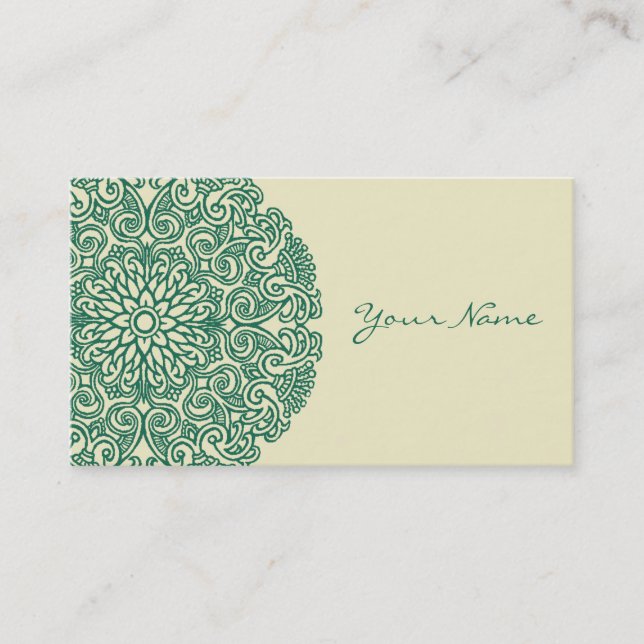 Green Mandala Universe Symbol Business Card (Front)