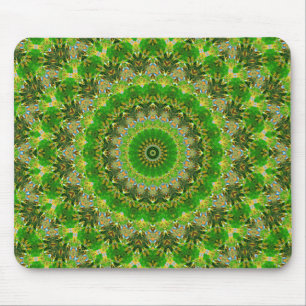 Green Mandala Wheel Mouse Mat