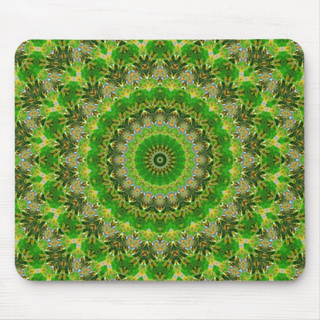 Green Mandala Wheel Mouse Mat (Front)