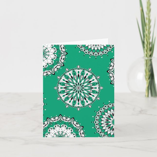 Green Mandalas 2 Folded Greeting Card (Front)
