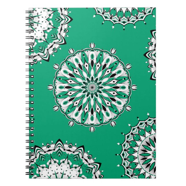 Green Mandalas 2 Spiral Notebook (Front)