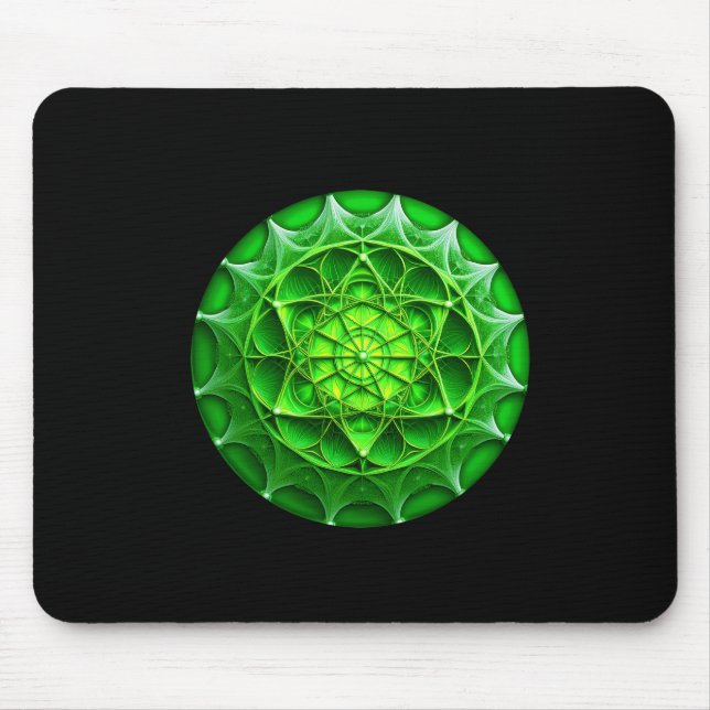 Green Mandelbrot Shield Mouse Mat (Front)