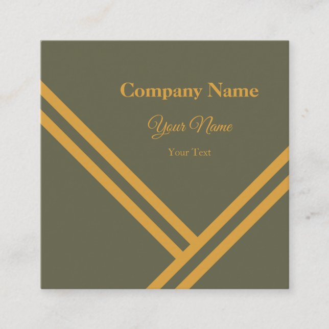 Green Mango Diagonal Stripes Modern Graphic Design Square Business Card (Front)