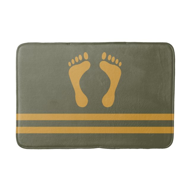 Green Mango Stripes and Feet Modern Graphic Bath Mat (Front)