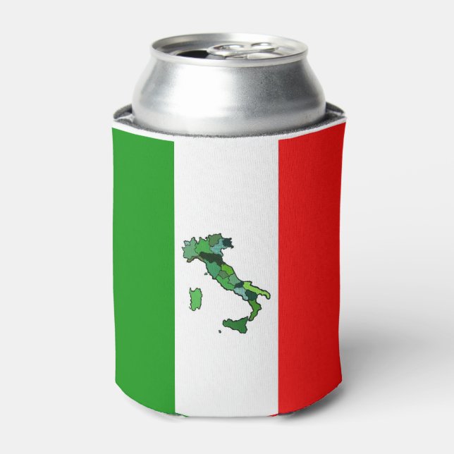 Green Map of Italy and the Italian Flag Can Cooler (Can Front)