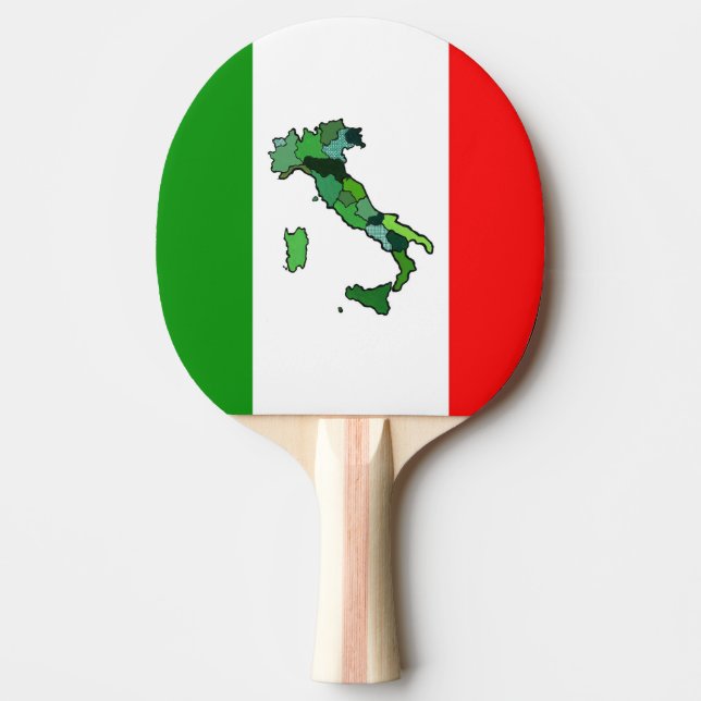 Green Map of Italy and the Italian Flag Ping Pong Paddle (Front)