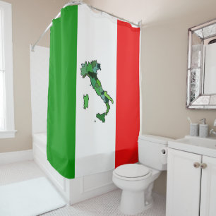 Green Map of Italy and the Italian Flag Shower Curtain