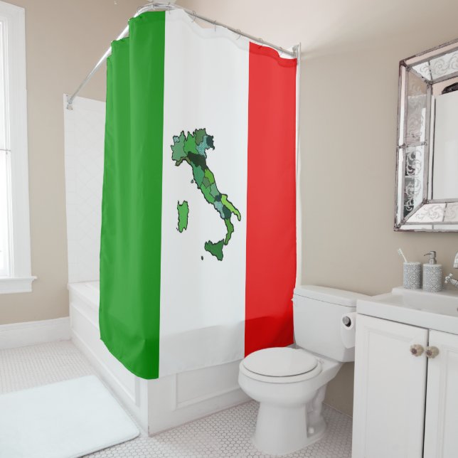 Green Map of Italy and the Italian Flag Shower Curtain (In Situ)