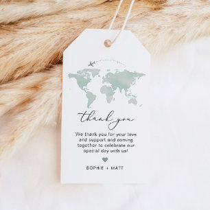 Green Map Travel Adventure Thank You Favor Gift Tags