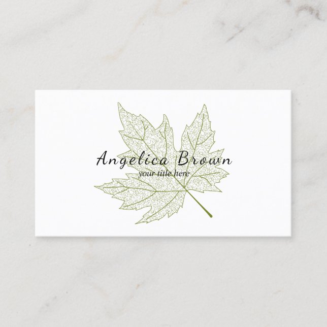 Green Maple Leaf Business Card (Front)