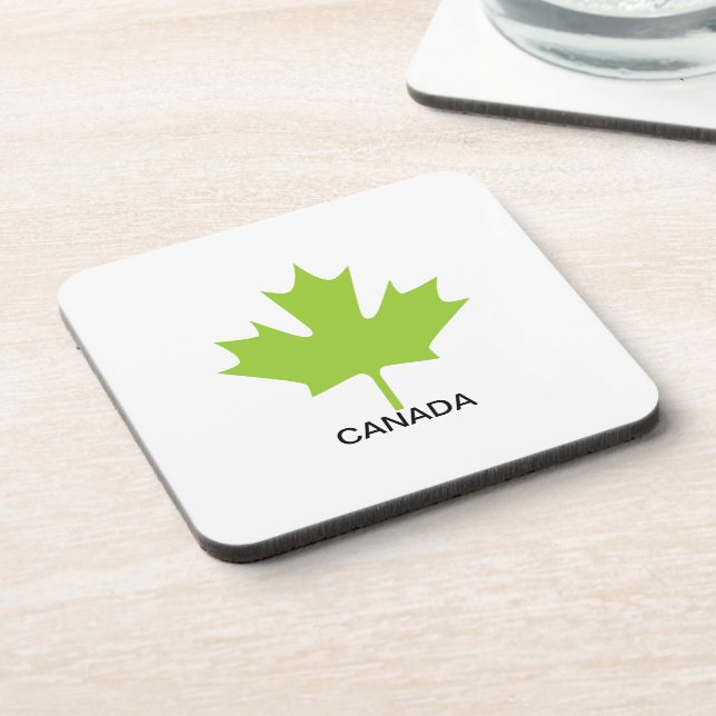 Green Maple Leaf Canada Coaster (Left Side)
