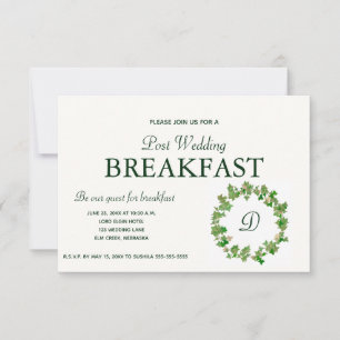 Green Maple Wreath Breakfast Invitation