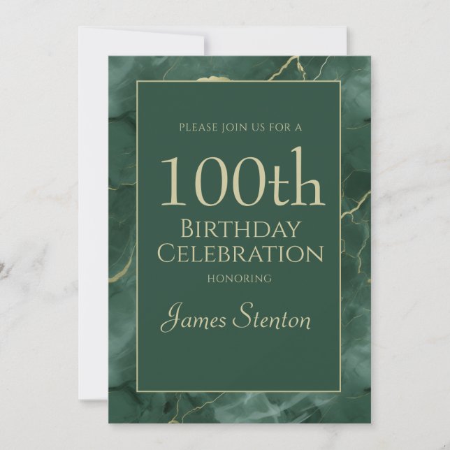 Green Marble 1000th Birthday Invitation (Front)