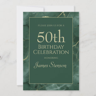 Green Marble 50th Birthday Invitation