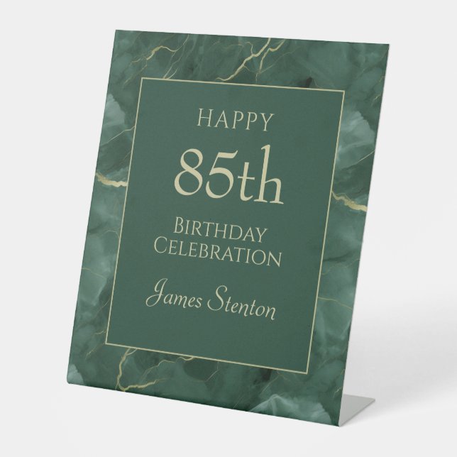 Green Marble 85th Birthday Pedestal Sign (Front)