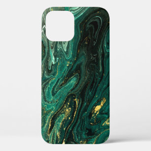 Green Marble: Abstract Agate Ripple. iPhone 12 Case