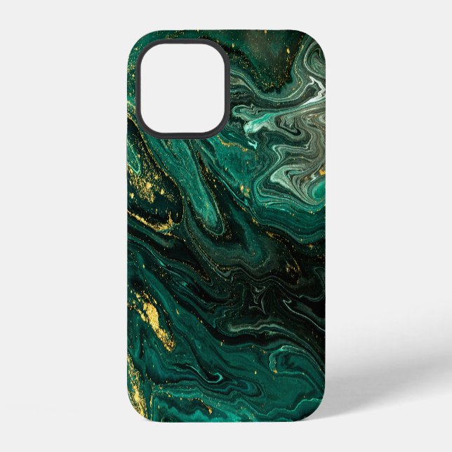 Green Marble: Abstract Agate Ripple. iPhone Case (Back)