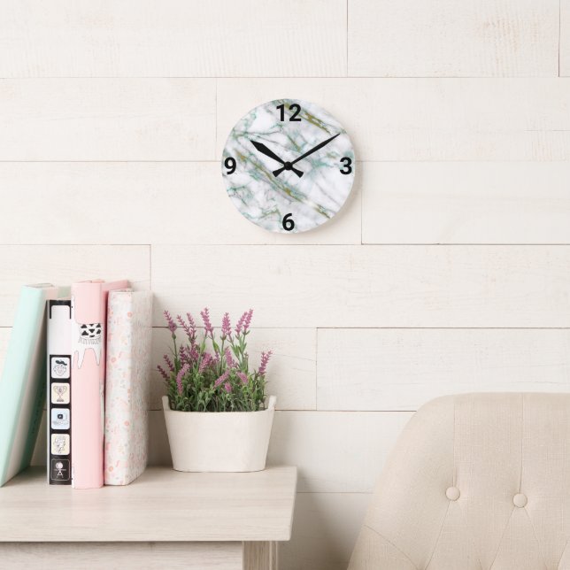 GREEN MARBLE ABSTRACT WALL CLOCK (Reading Room)