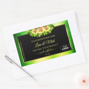 Green Marble Black Product Labels Roses with Logo
