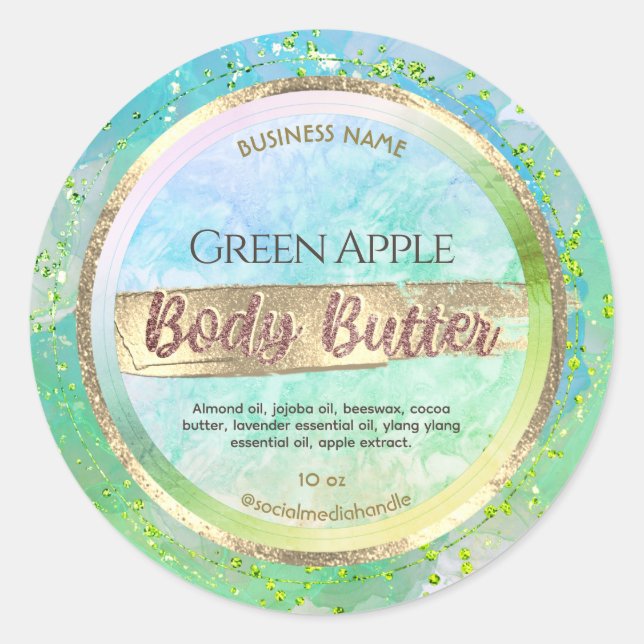 Green Marble Bronze Gold Body Butter Labels (Front)