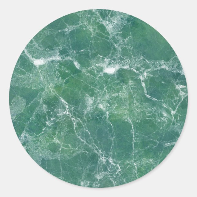 Green marble classic round sticker (Front)