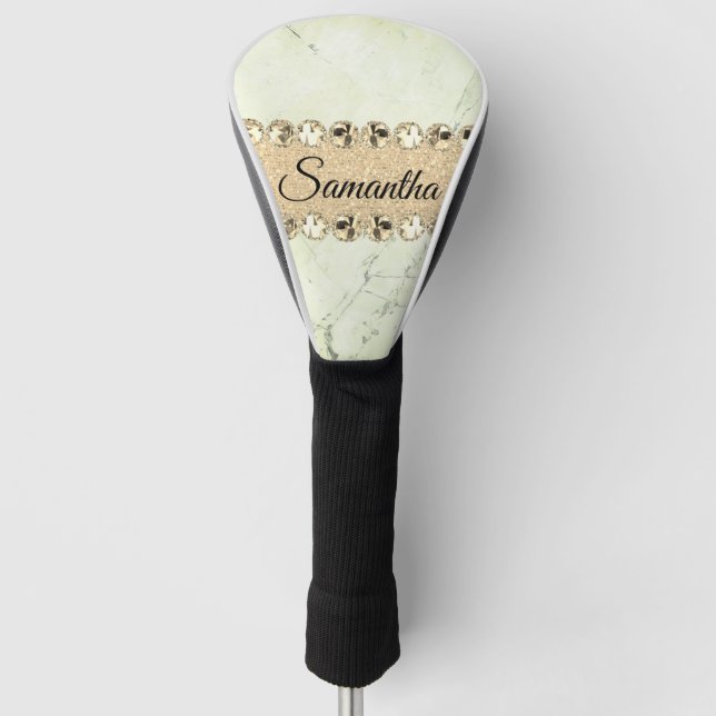 Green Marble Diamond Bling    Golf Head Cover (Front)