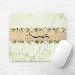 Green Marble Diamond Bling Mouse Mat