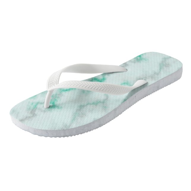 Green Marble Flip Flops (Angled)
