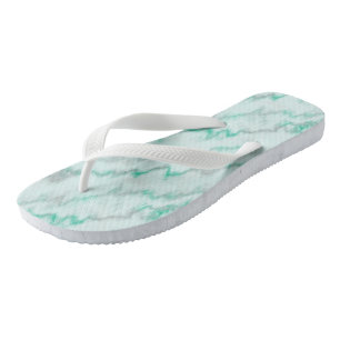Green Marble Flip Flops